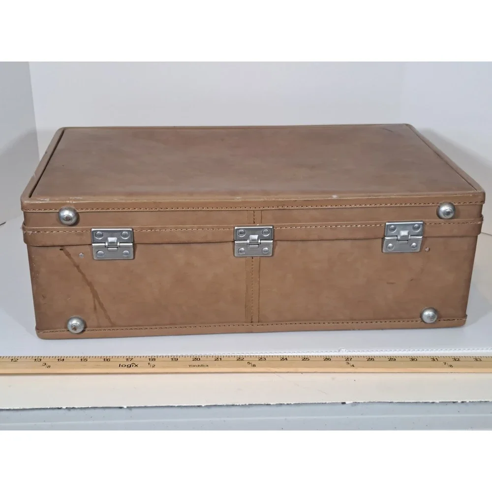 Vintage Hartmann Luggage Tan Hard Shell Suitcase Mid-Century Modern 21 Inch